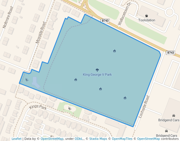 walking in King George V Park map in Ayr