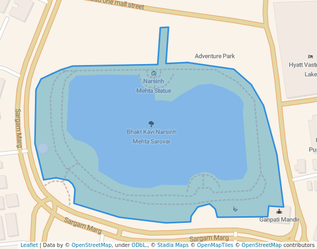 walking in St Poet Narsinh Mehta Lake map in Ahmedabad