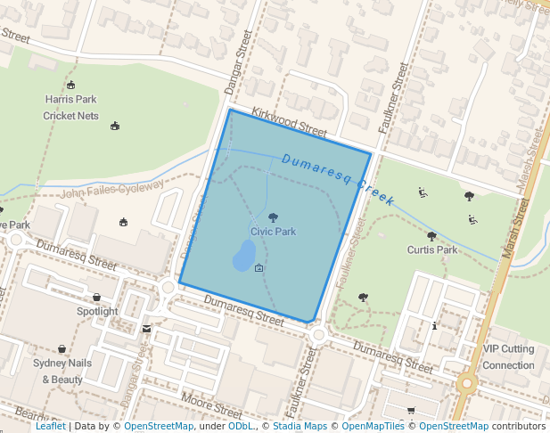 walking in Civic Park map in Armidale