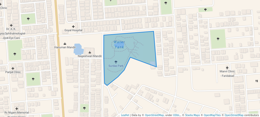 walking in Surdas Park map in Faridabad