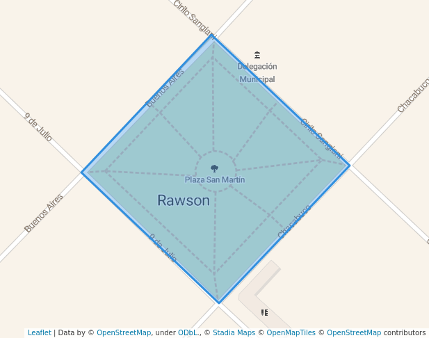 Plaza San Martín in Rawson | Map and Routes