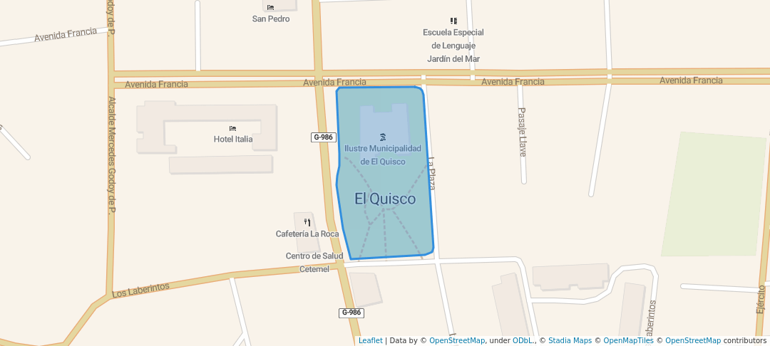 walking in Plaza El Quisco map in El Quisco