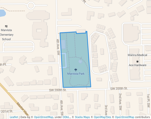 walking in Marvista Park map in Normandy Park