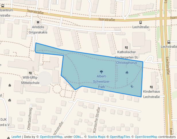 walking in Albert-Schweitzer-Park map in Regensburg