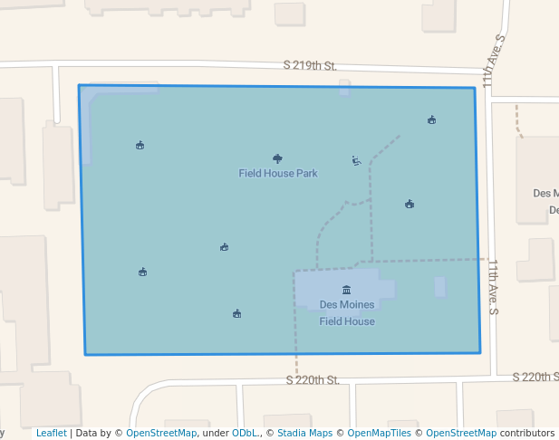 walking in Field House Park map in Des Moines