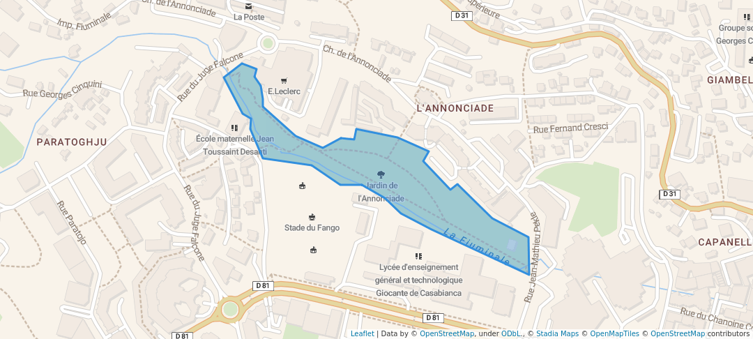 walking in Jardin de l'Annonciade map in Bastia