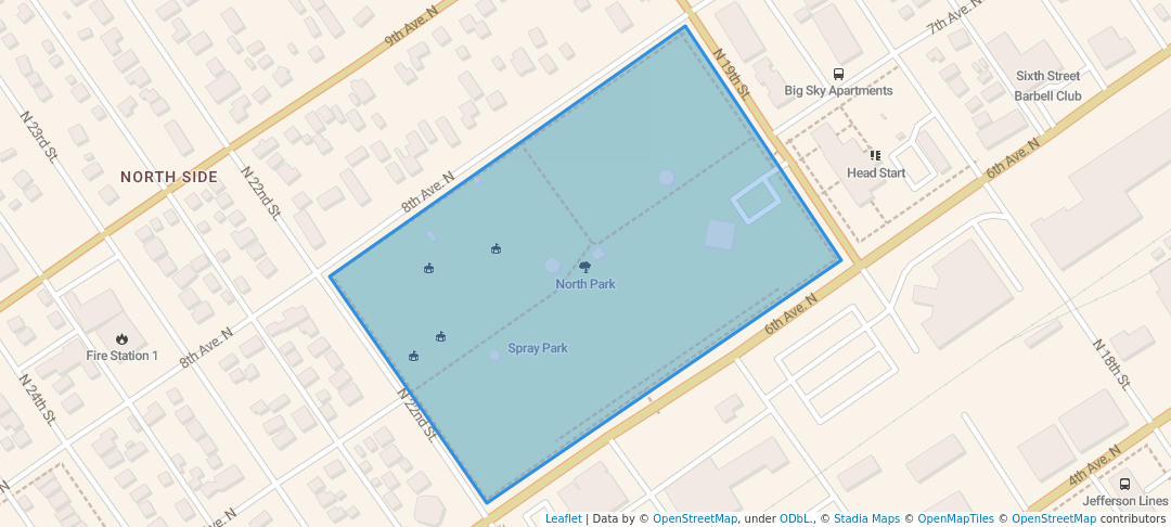 walking in North Park map in Billings