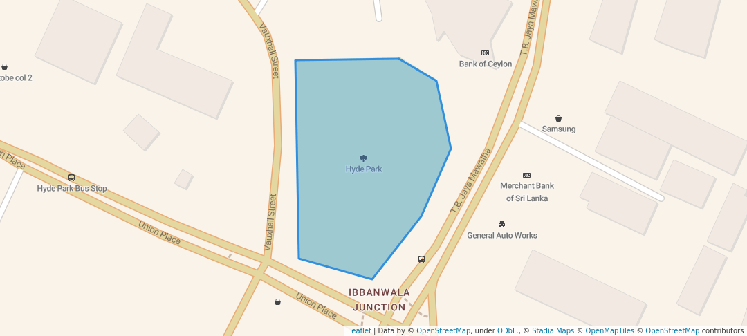 walking in Hyde Park map in Colombo