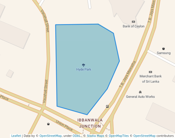 walking in Hyde Park map in Colombo