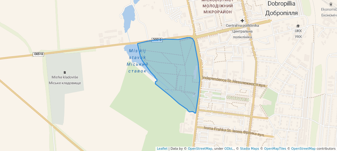 walking in Парк культури та відпочинку map in Dobropillya