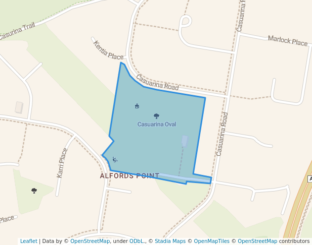 Casuarina Oval in Alfords Point | Map and Routes