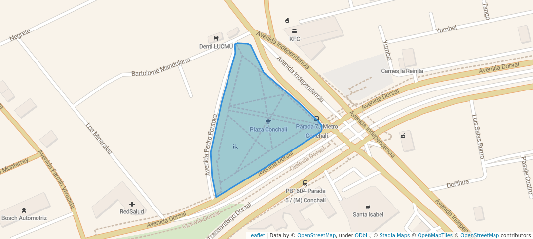 walking in Plaza Conchalí map in Conchalí