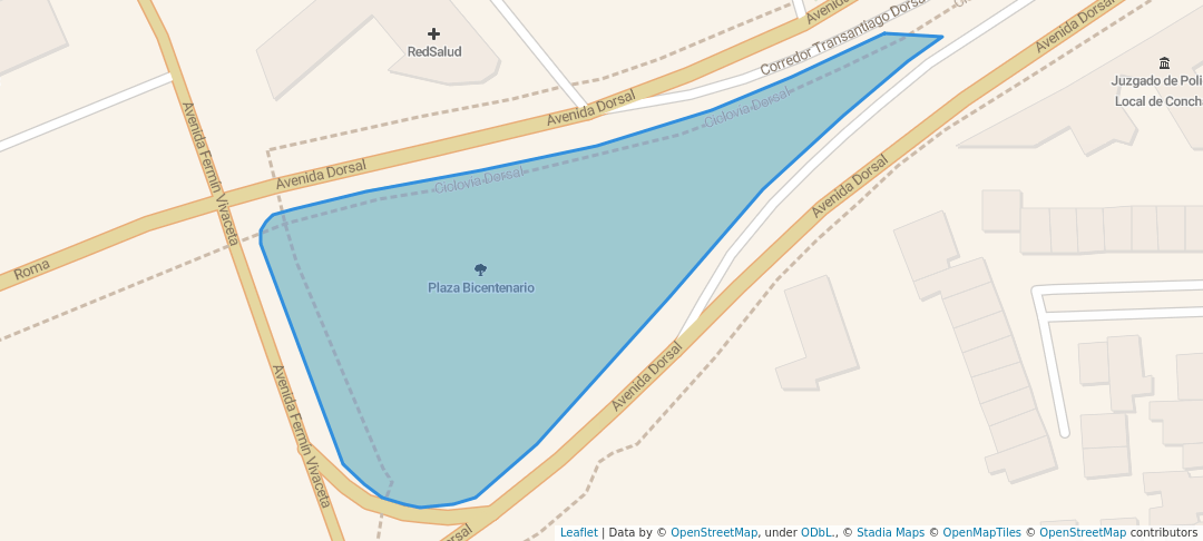 walking in Plaza Bicentenario map in Conchalí