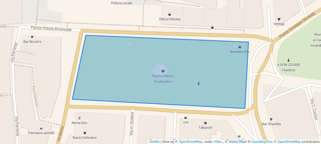 walking in Piazza Vittorio Emanuele II map in Acquaviva delle Fonti