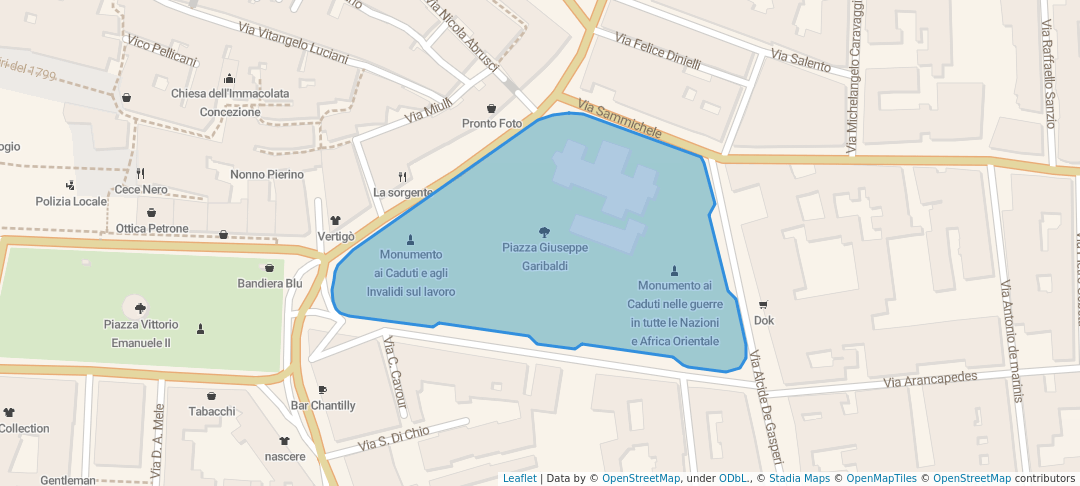 walking in Piazza Giuseppe Garibaldi map in Acquaviva delle Fonti