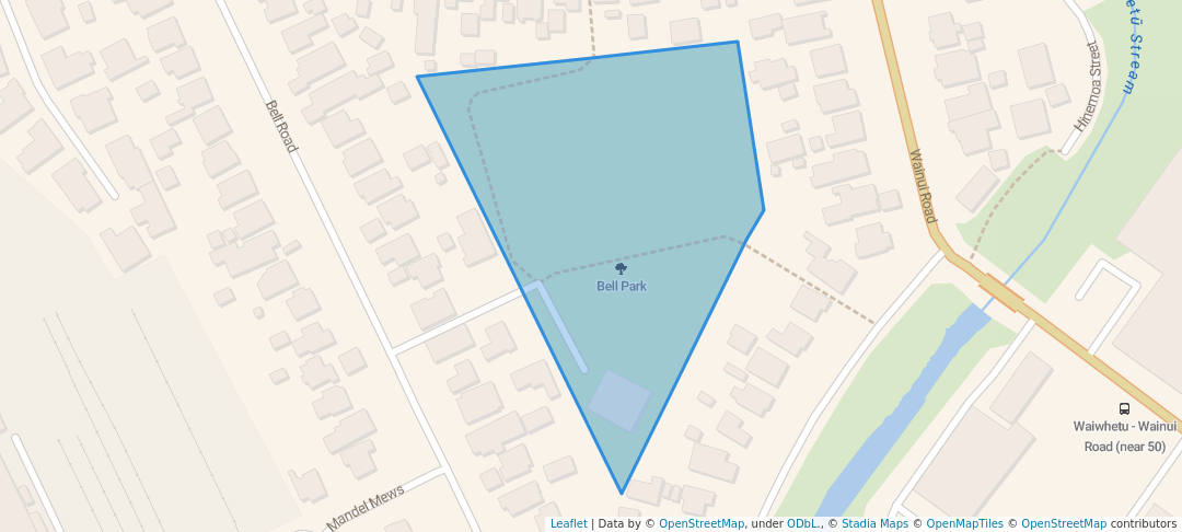 walking in Bell Park map in Lower Hutt