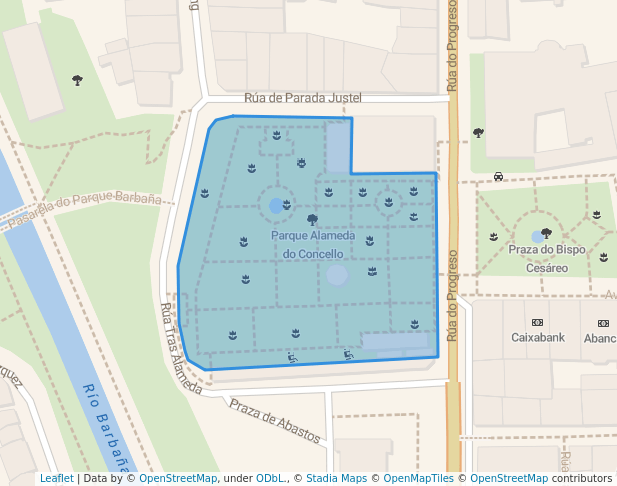 walking in Parque Alameda do Concello map in Ourense