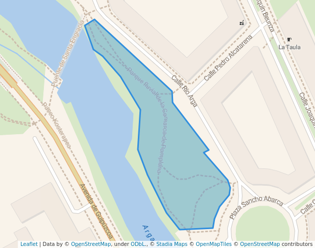 walking in Parque Ibaiberri map in Pamplona