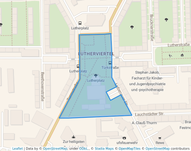 walking in Lutherplatz map in Halle (Saale)