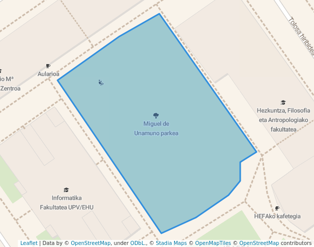 walking in Miguel de Unamuno parkea map in San Sebastián