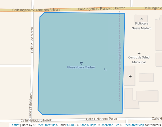 walking in Plaza Nueva Madero map in Monterrey