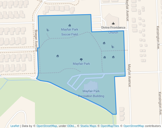 walking in Mayfair Park map in Westchester