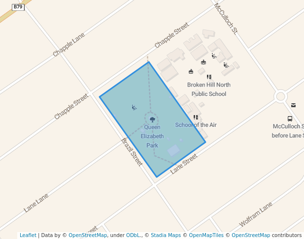 walking in Queen Elizabeth Park map in Broken Hill