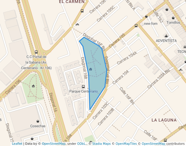 walking in Centenario map in Bogotá