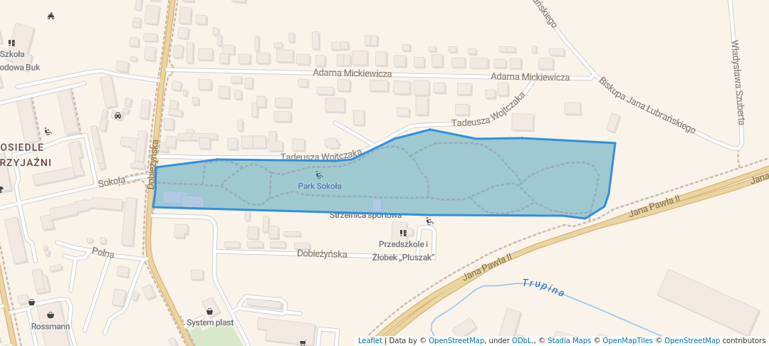 walking in Park miejski im. Towarzystwa Gimnastycznego "Sokół" map in Buk