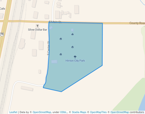 walking in Hinton City Park map in Hinton