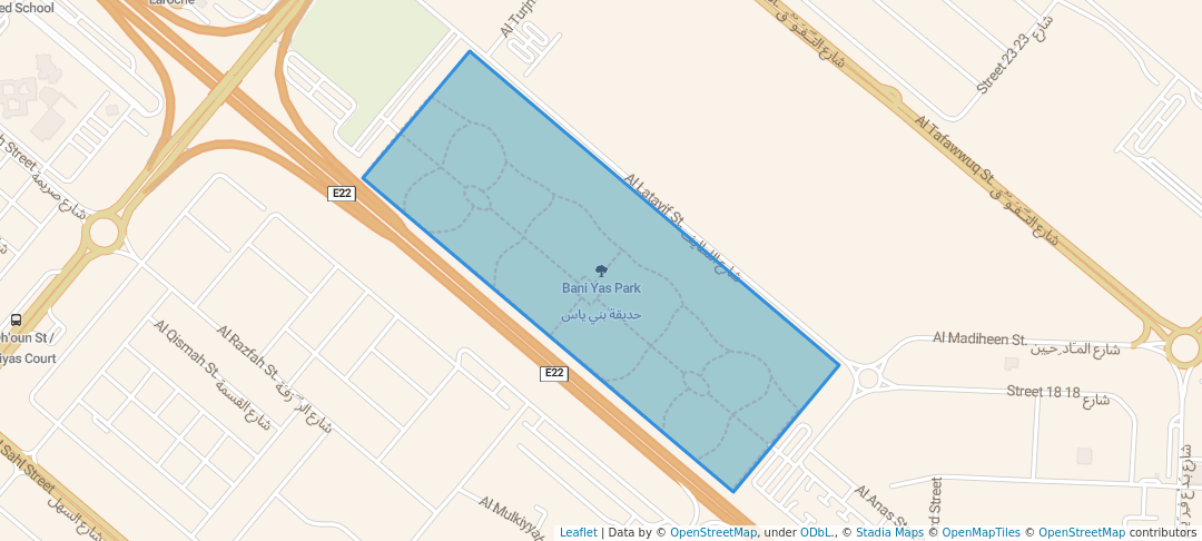 walking in Bani Yas Park map in Abu Dhabi