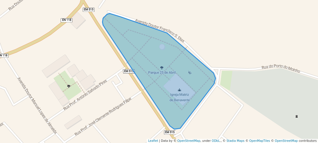 walking in Parque 25 de Abril map in Benavente