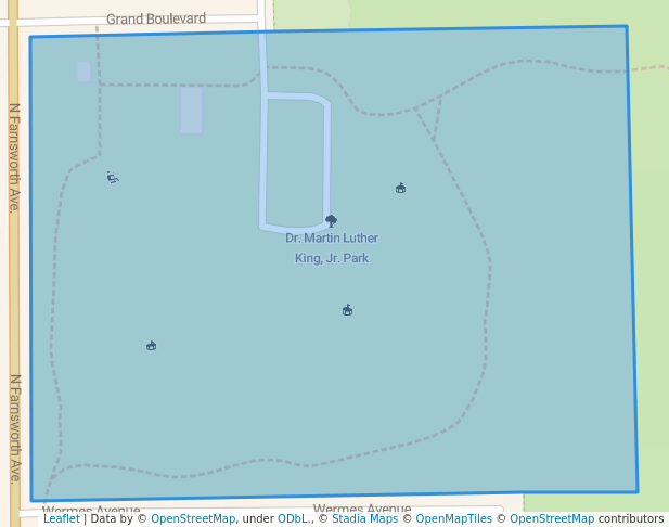 walking in Dr. Martin Luther King, Jr. Park map in Aurora