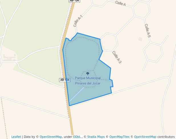 walking in Parque Municipal Pinares del Júcar map in Albacete