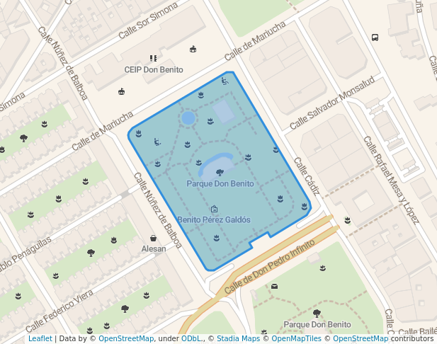 walking in Parque Don Benito map in Las Palmas de Gran Canaria