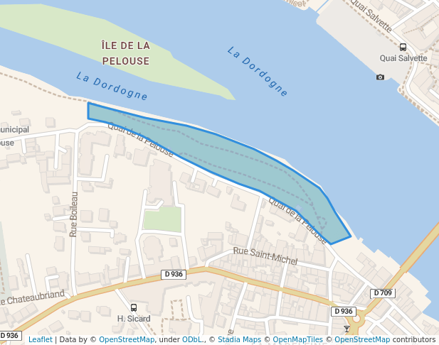 walking in Square Marcel Guichard map in Bergerac