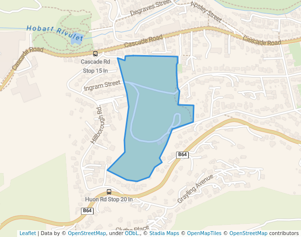 walking in Wellesley Park map in South Hobart