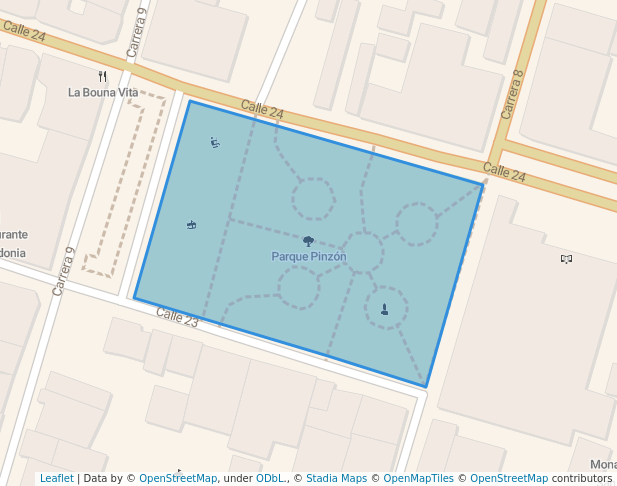 walking in Parque Pinzón map in Tunja