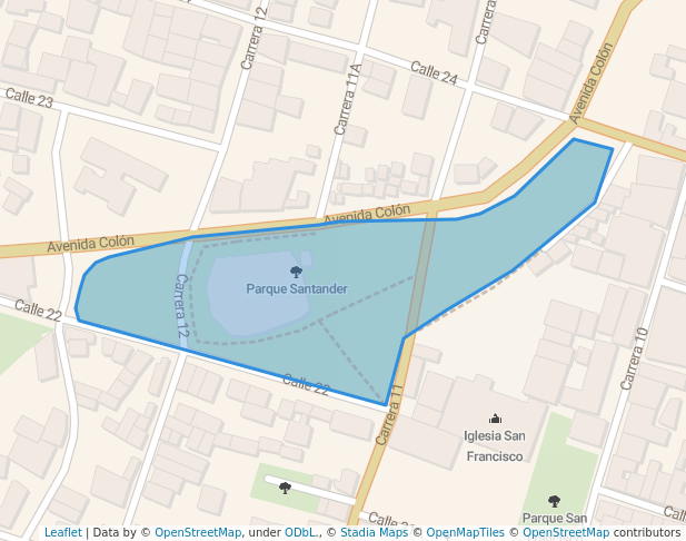 walking in Parque Santander map in Tunja
