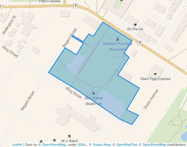 walking in Blenheim South-Kent Recreation Complex map in Blenheim
