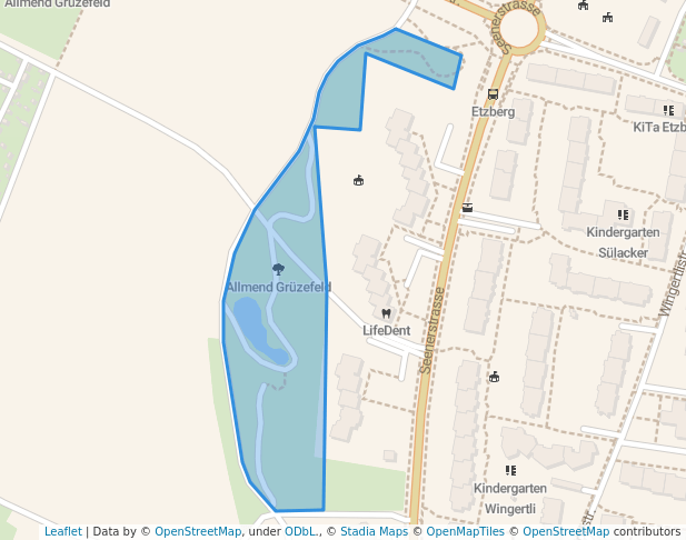 walking in Allmend Grüzefeld map in Winterthur