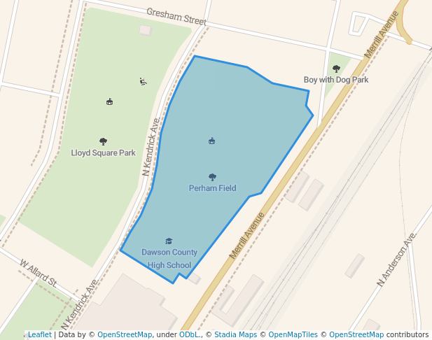 walking in Perham Field map in Glendive