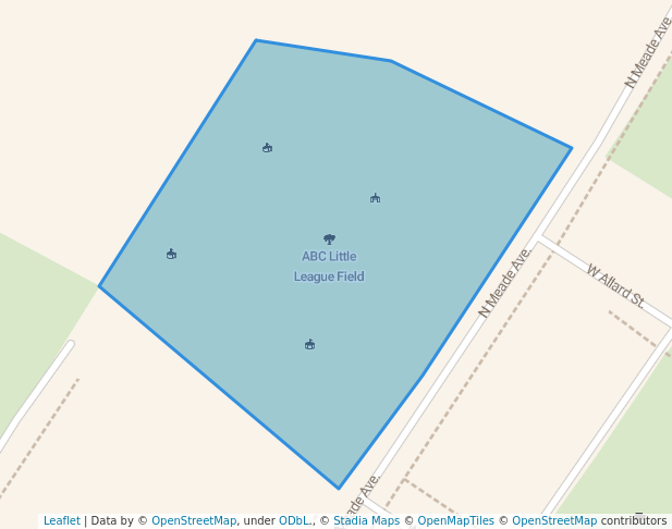 walking in ABC Little League Field map in Glendive