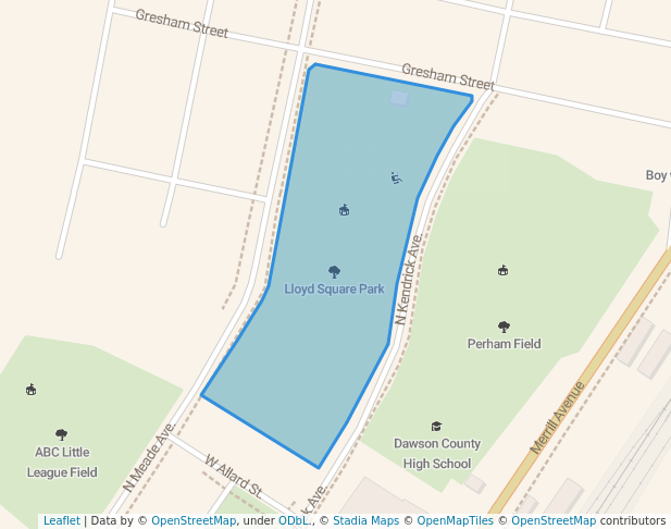 walking in Lloyd Square Park map in Glendive