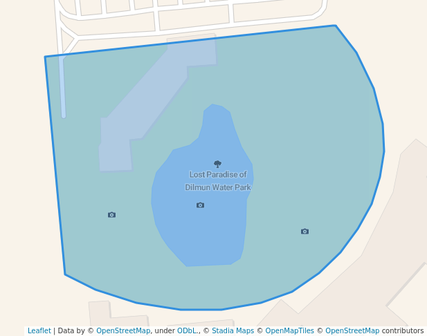 walking in Lost Paradise of Dilmun Water Park map in Zallaq