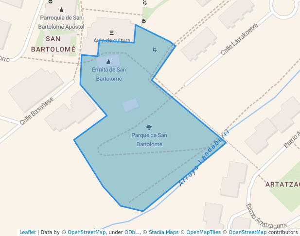 walking in Parque de San Bartolomé map in Leioa