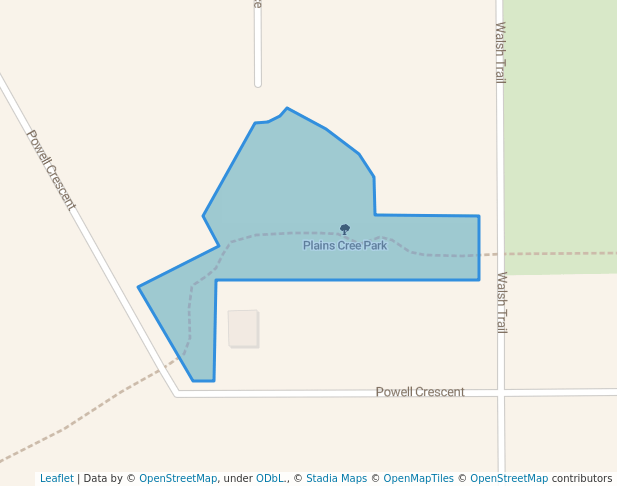 walking in Plains Cree Park map in Swift Current