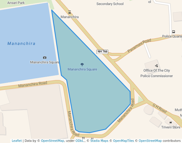 walking in Mananchira square map in Kozhikode