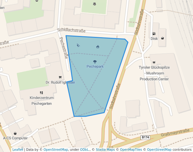 walking in Pechepark map in Innsbruck