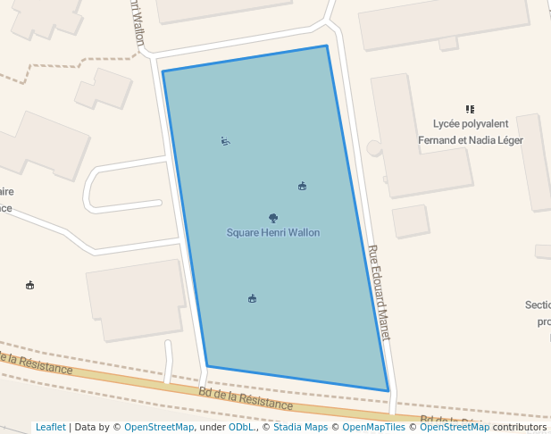 walking in Square Henri Wallon map in Argenteuil